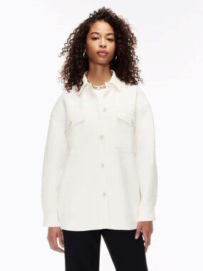 Aritzia Babaton Joan Shirt Jacket Oversized Shacket Linen Tweed Neutral XS / S